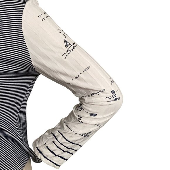 KD Spring Mixed Media Striped Nautical Long Sleeve Top Sz S #156G - Picture 5 of 15